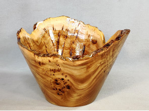 Wooden Bowl Hand Carved Elm Burl Wood